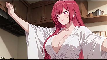 Anak Tiri Pulang Cepat, Lihat Istri Bapak Masak Cuma Pakai Jubah Kecil. Kureha Enomoto Cosplay Hentai (buatan Ai)